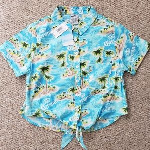 Corona Crop Top Hawaiian Shirt NWT